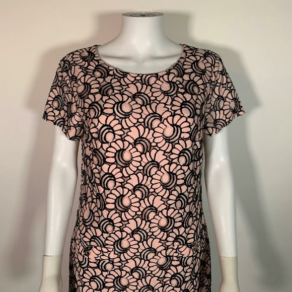 Tommy Hilfiger Dress Pink Black Floral Shift Sz 10 - Picture 3 of 6